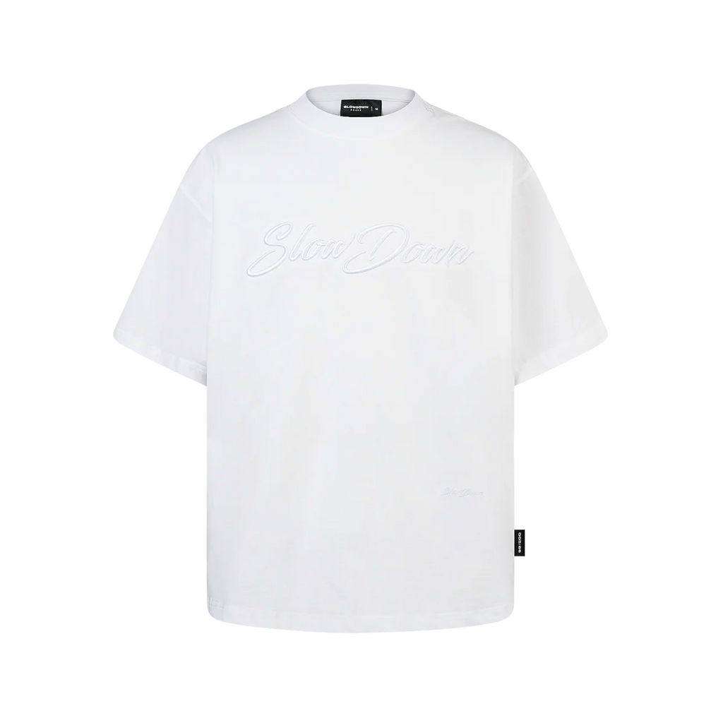 SLOWDOWN 3D EMBROIDERY WHITE TEE