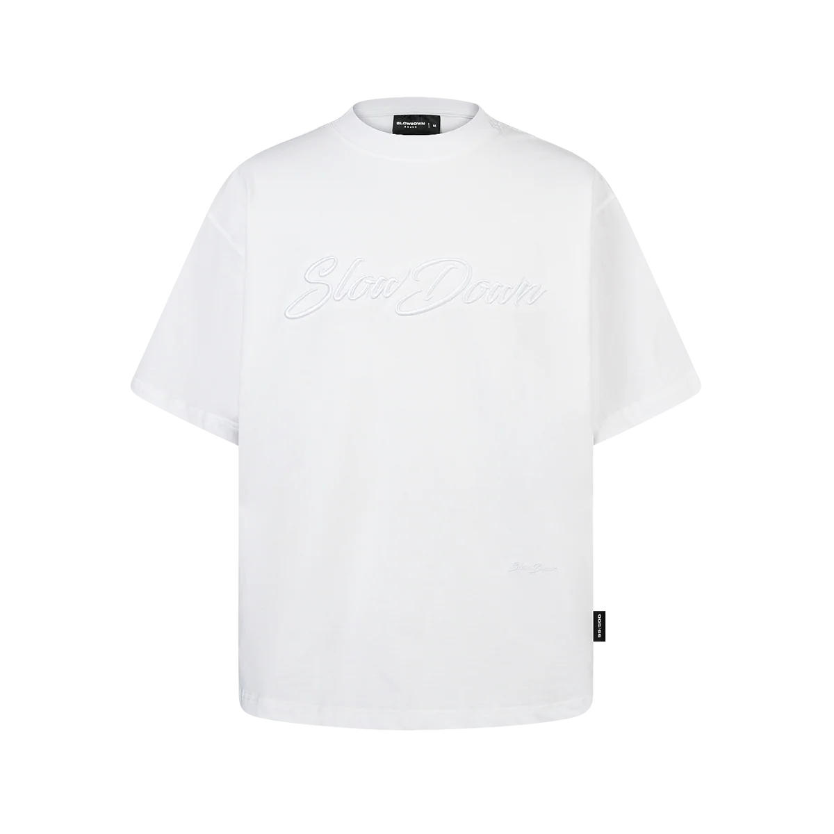 SLOWDOWN 3D EMBROIDERY WHITE TEE
