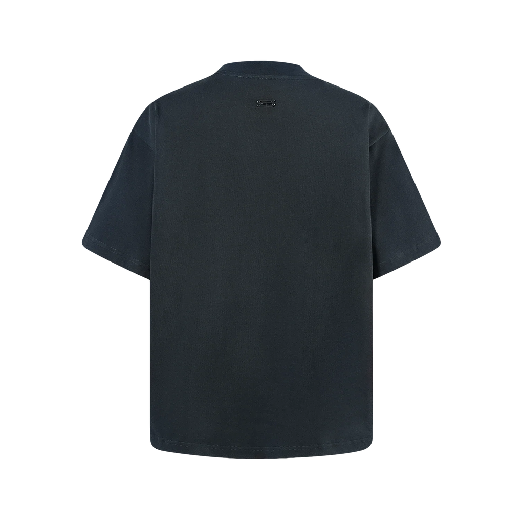 SLOWDOWN 3D EMBROIDERY DARK GREY BLUE TEE