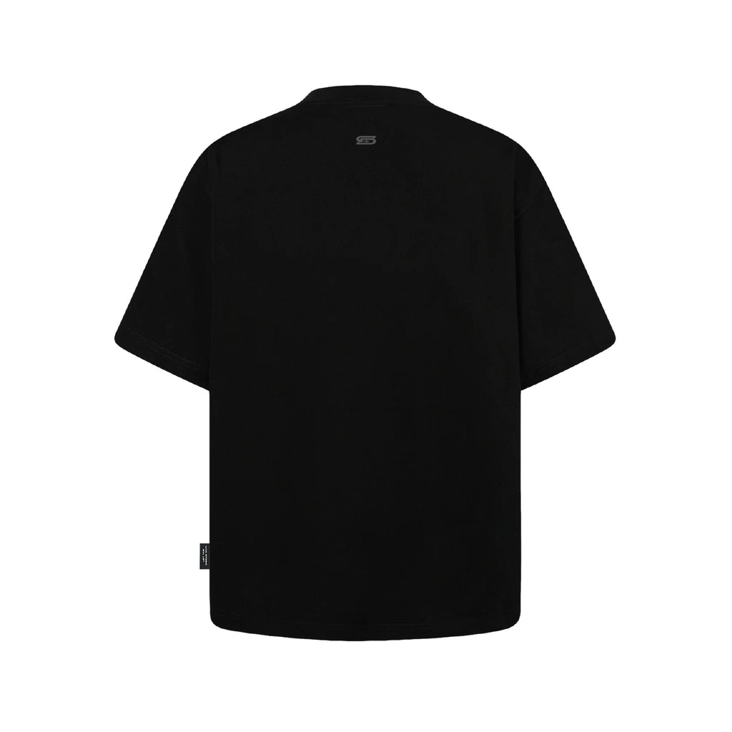 SLOWDOWN AIRPLANE EMBROIDERY BLACK TEE