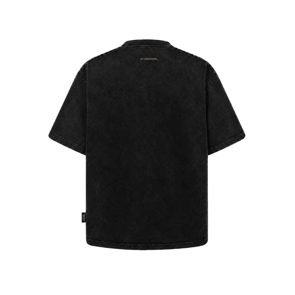 SLOWDOWN ERODED LOGO MARK BLACK TEE