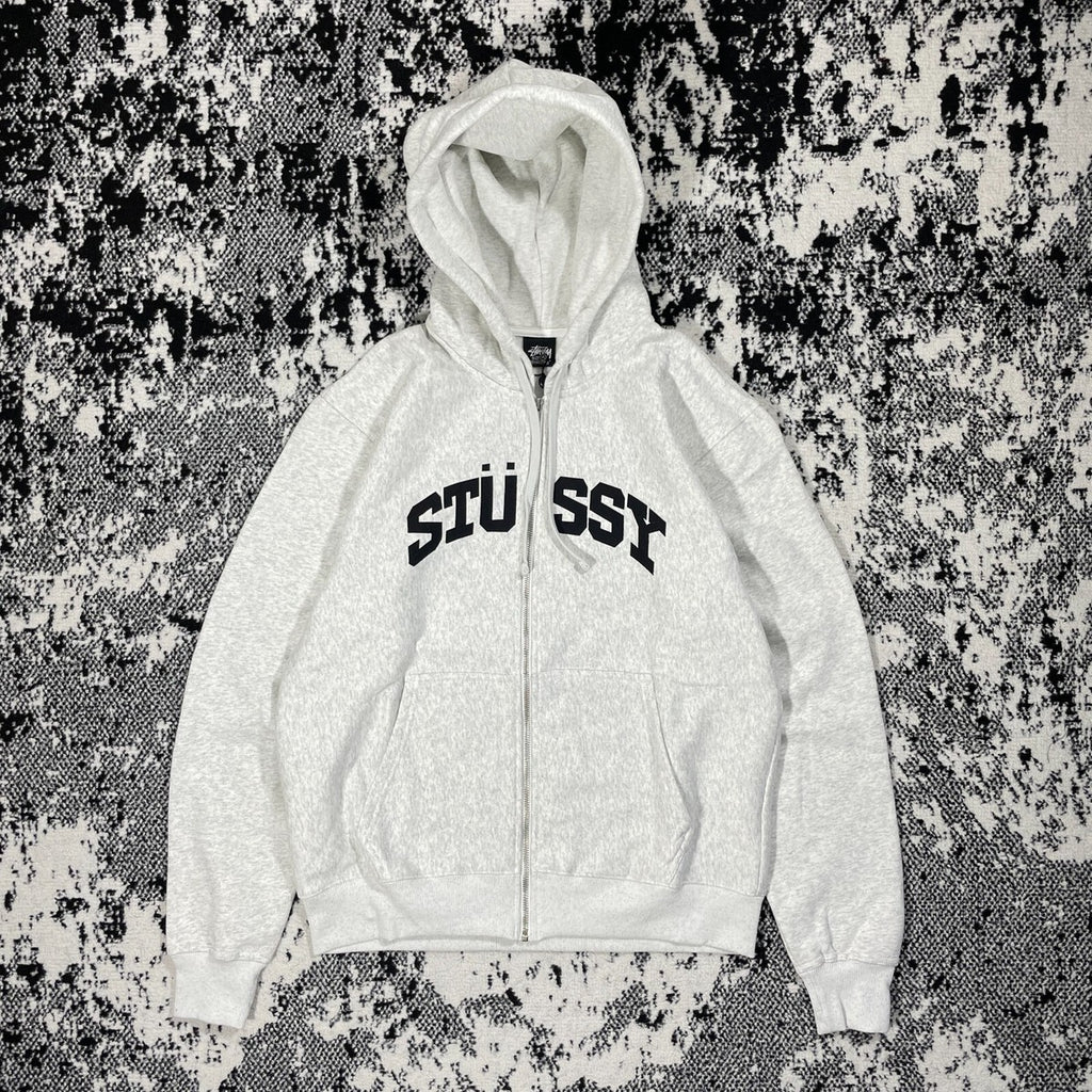 STUSSY BLOCK SPORT ZIP HOODIE ASH HEATHER