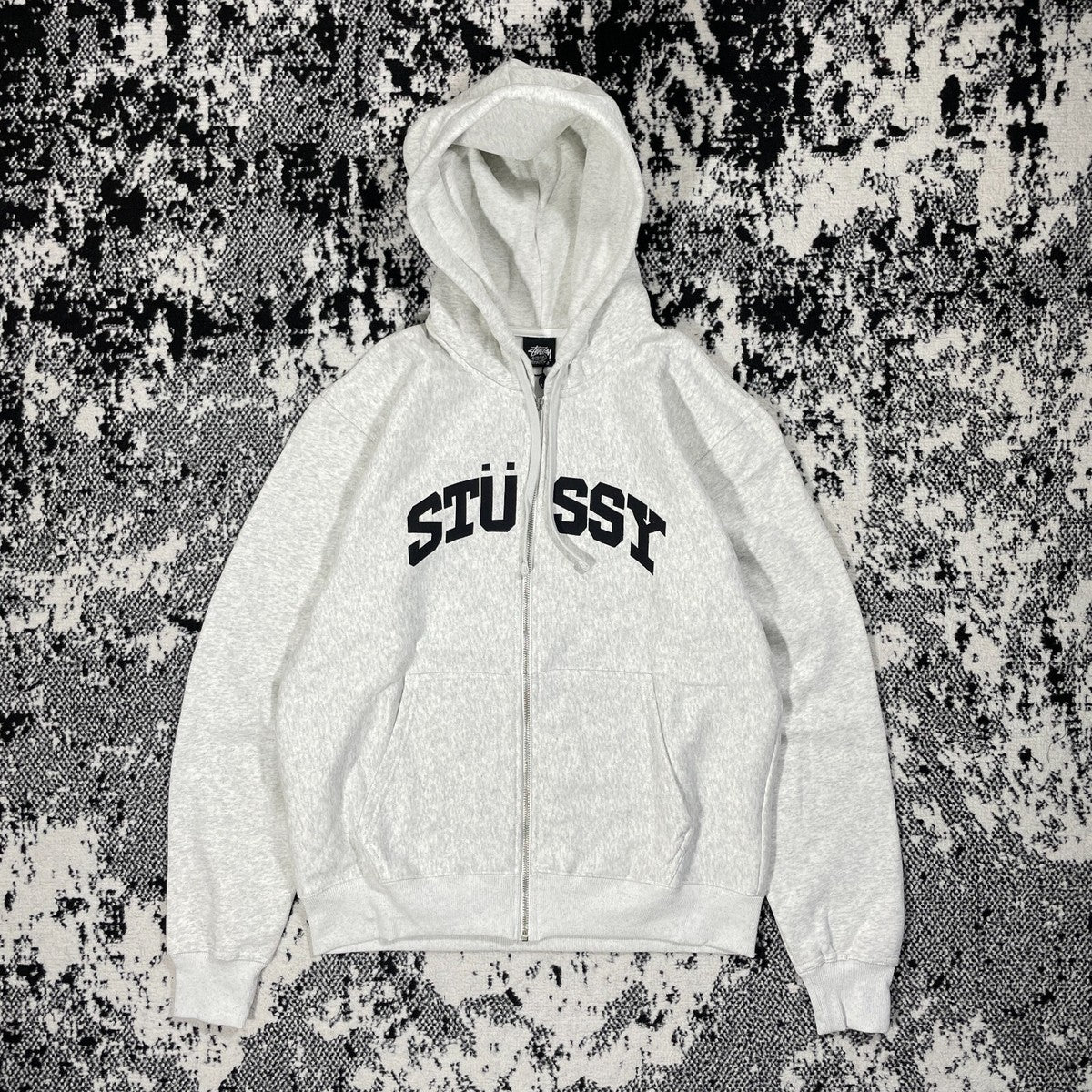 STUSSY BLOCK SPORT ZIP HOODIE ASH HEATHER
