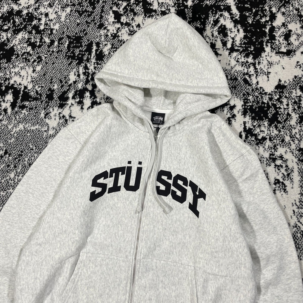 STUSSY BLOCK SPORT ZIP HOODIE ASH HEATHER