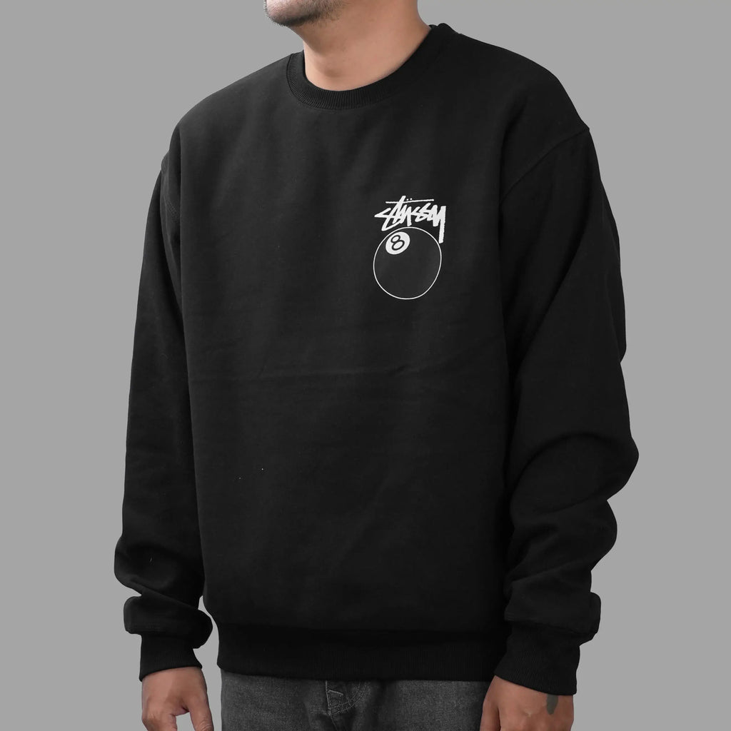 STUSSY 8 BALL CREWNECK BLACK