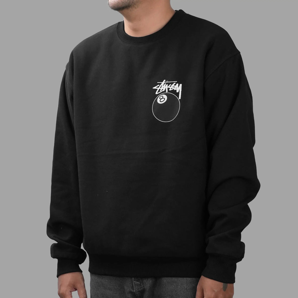 STUSSY 8 BALL CREWNECK BLACK