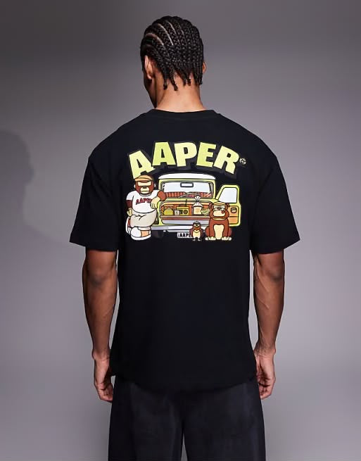 AAPEUNVS graphic bus tee Black